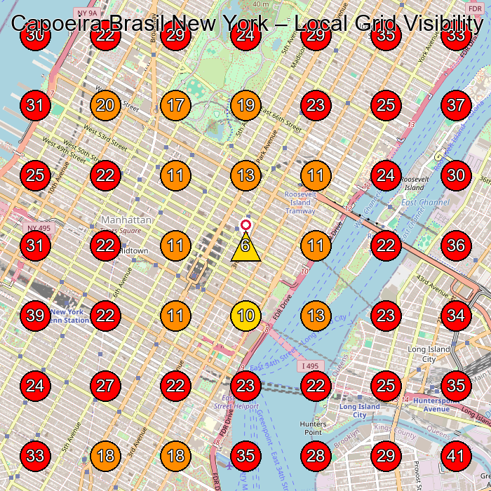 Capoeira Brasil New York GeoGrid visibility map for Martial Arts School in New York
